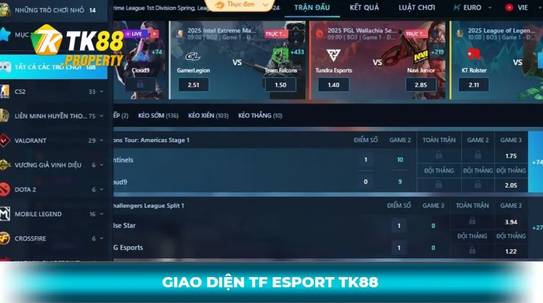 giao diện tf esport tk88