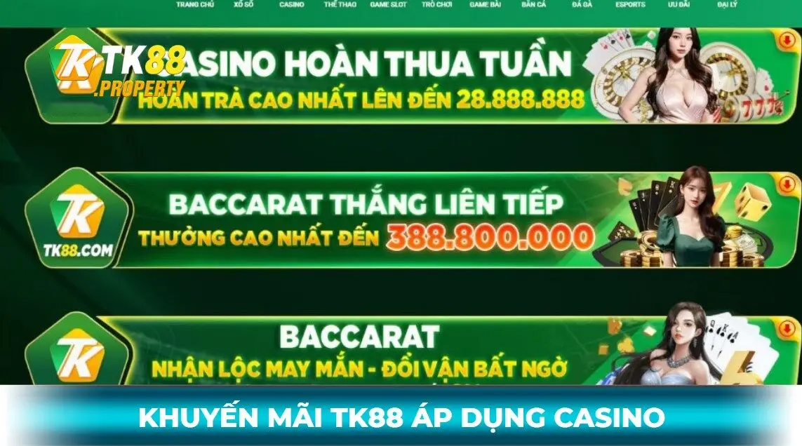 Khuyến mãi tk88 áp dụng cho sảnh casino
