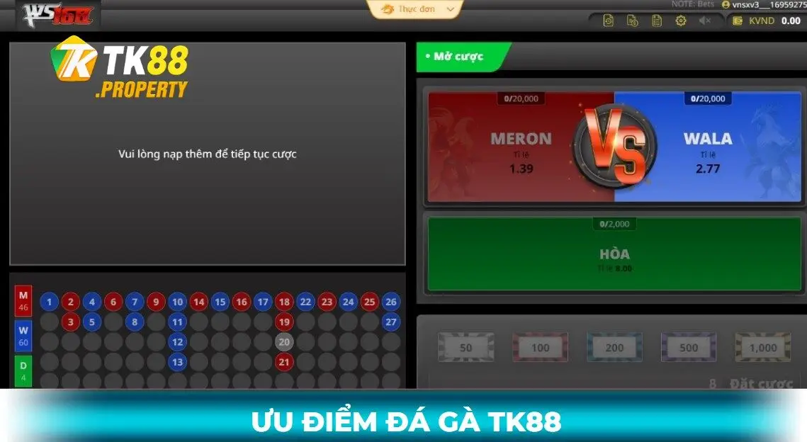 Đá gà tk88 tường thuật trực tiếp