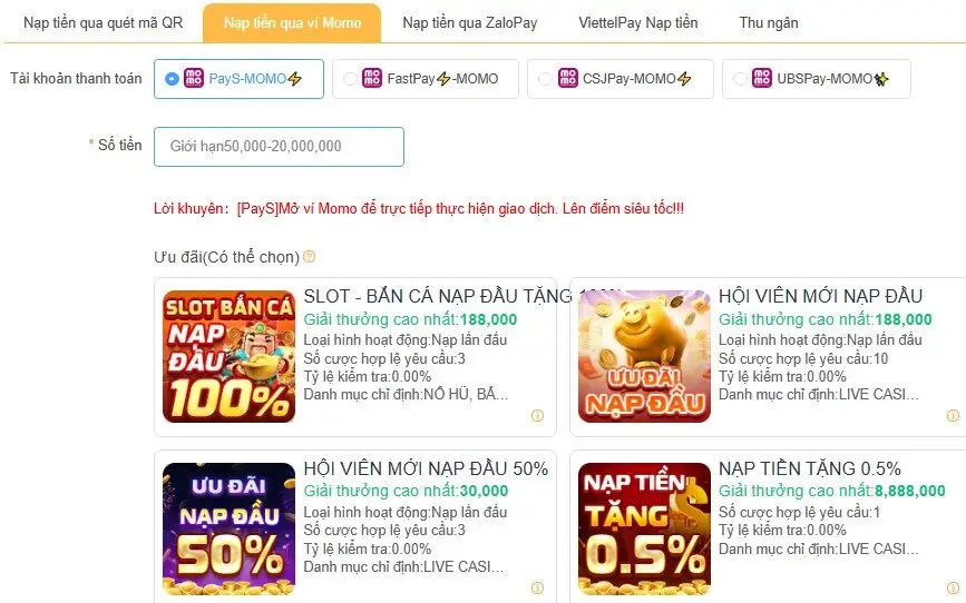 Nạp tiền tk88 bằng ví điện tử