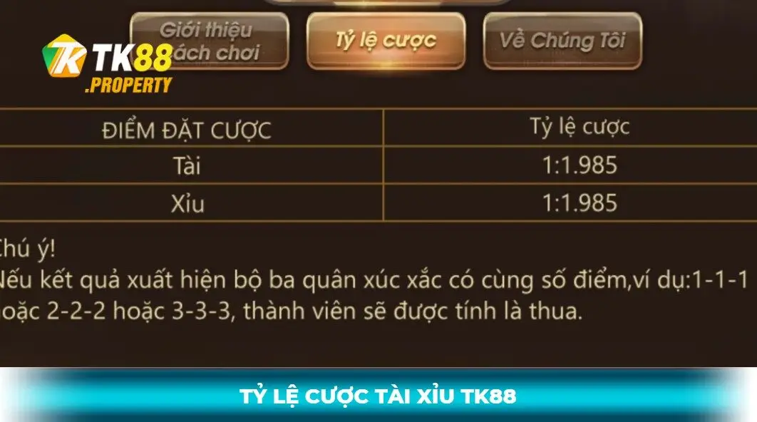 Mức cược và tỷ lệ trả thưởng cụ thể của tài xỉu