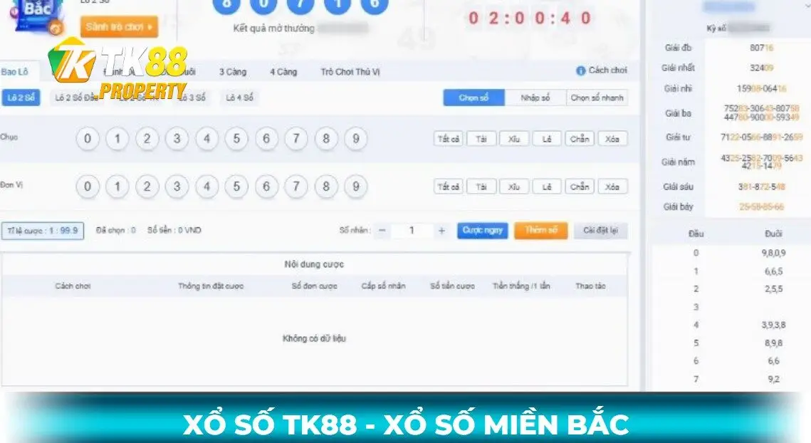 Xổ số miền bắc tk88